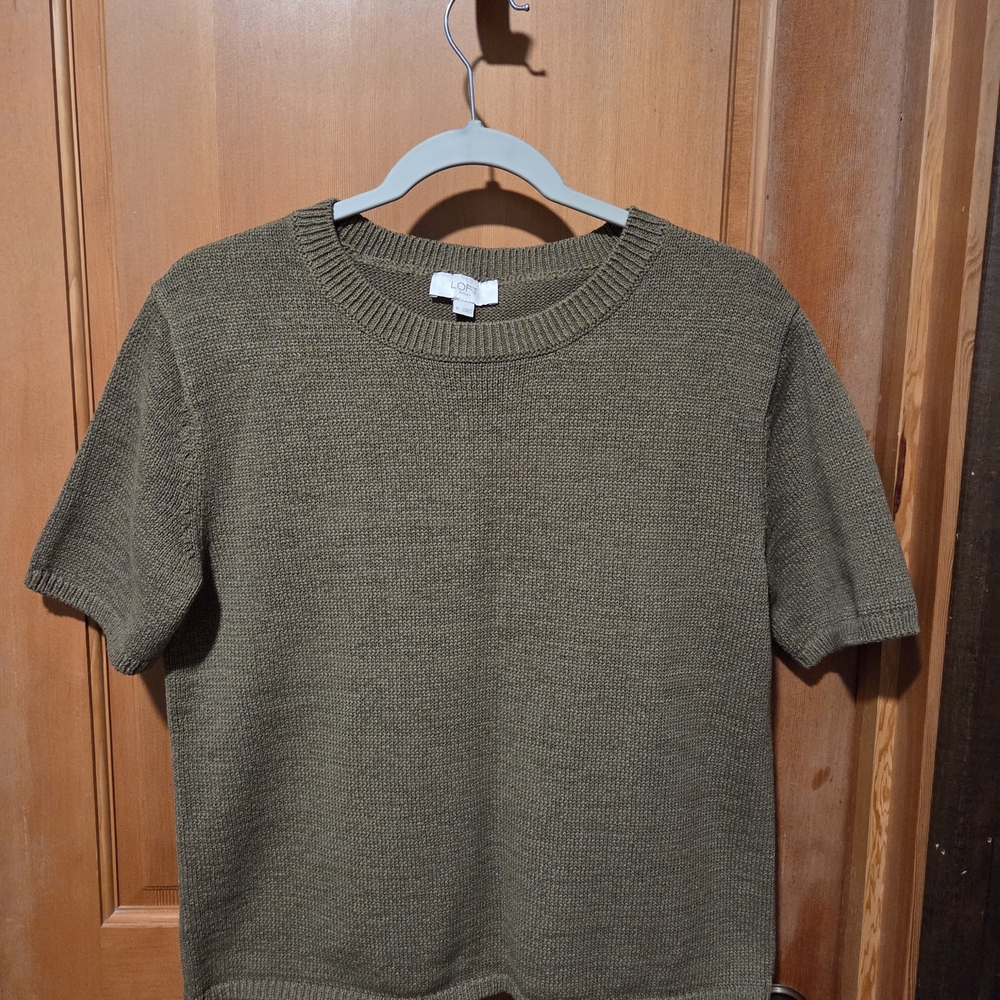 LOFT OUTLET Olive Crewneck Short Sleeve Knit
